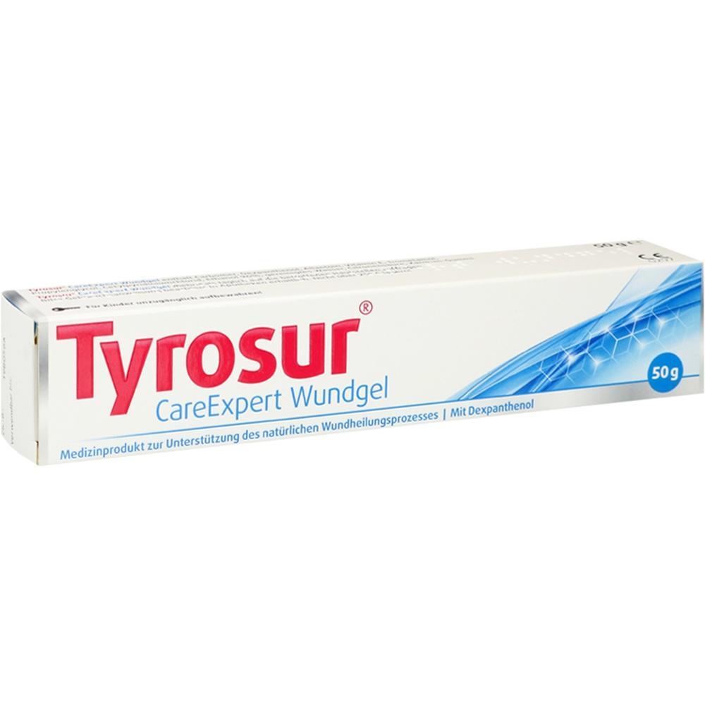 Wei&szlig;e Verpackung eines Wundgels mit rotem Schriftzug "Tyrosur".