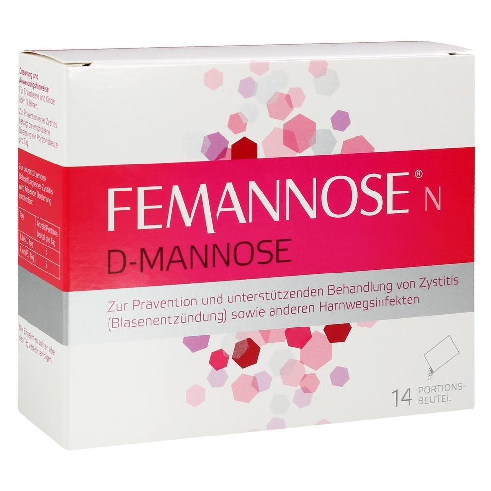 Eine Packung Femannose D-Mannose zur Linderung von Blasenentz&uuml;ndungen.