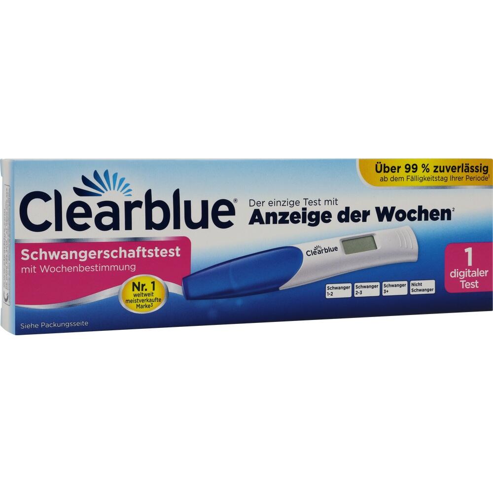 Eine Schachtel mit einem digitalen Schwangerschaftstest von Clearblue.