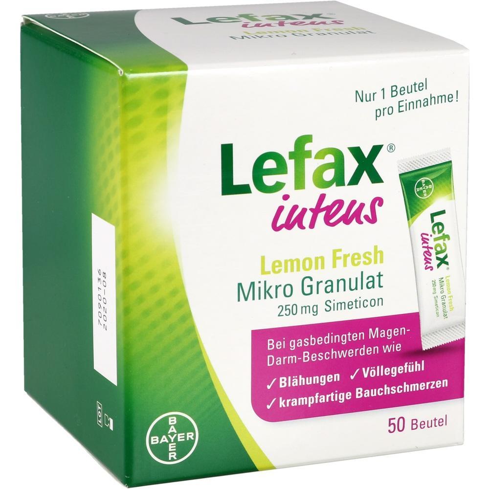 Packung Lefax intens Lemon Fresh gegen Bl&auml;hungen und Bauchschmerzen.