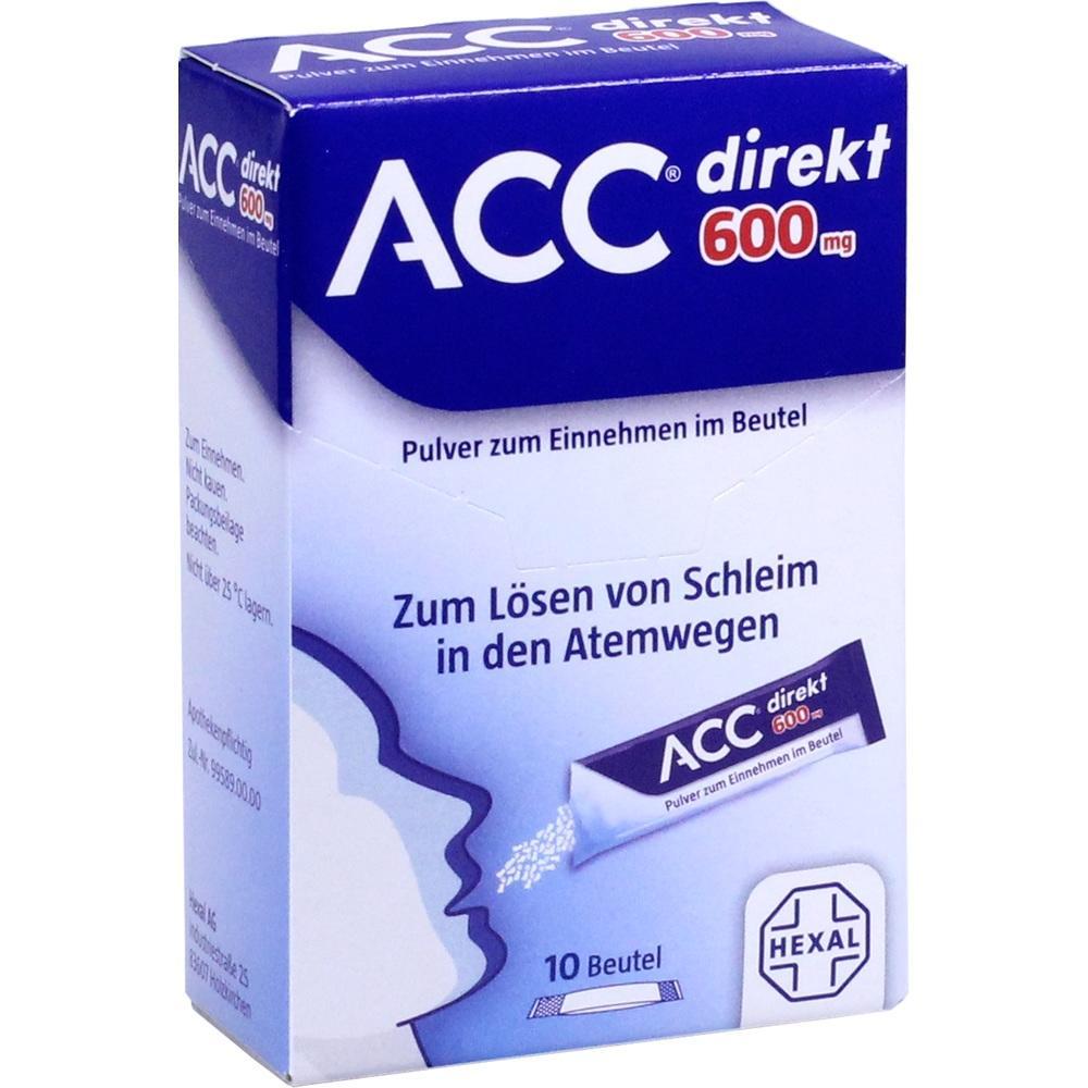 Eine Packung ACC direkt 600 mg Pulver zur Schleiml&ouml;sung in den Atemwegen.