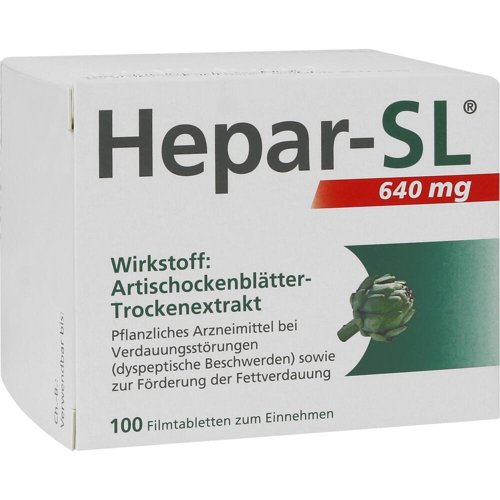 Verpackung von Hepar-SL mit Artischocken-Extrakt f&uuml;r die Verdauung.