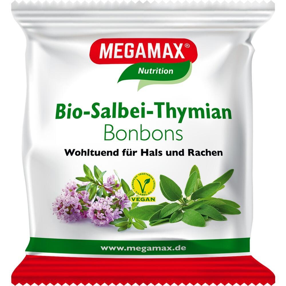 P&auml;ckchen mit Bio-Salbei-Thymian Bonbons f&uuml;r Hals und Rachen, vegan.