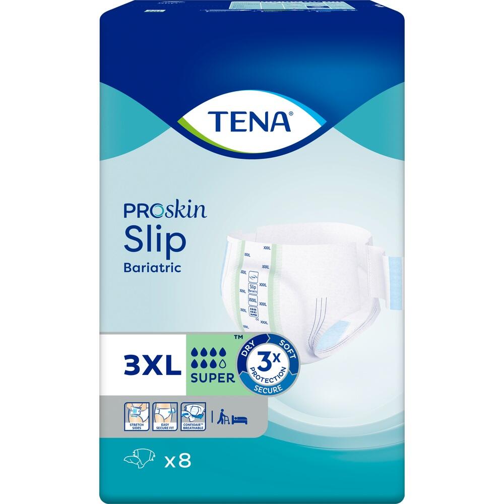 Packung TENA Proskin Windeln in Gr&ouml;&szlig;e 3XL mit 8 Windeln f&uuml;r Erwachsene.