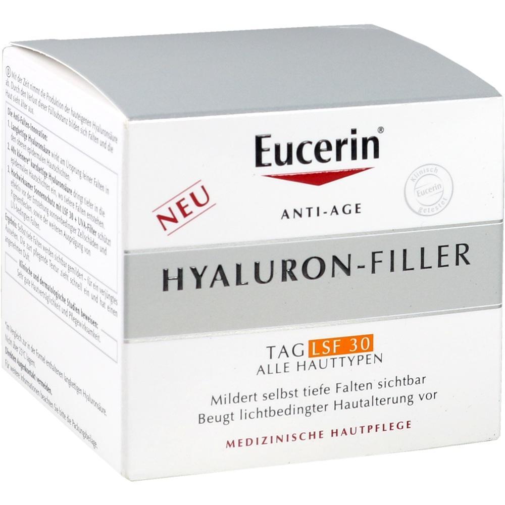 Eine wei&szlig;e Verpackung mit der Aufschrift "Eucerin Hyaluron-Filler".
