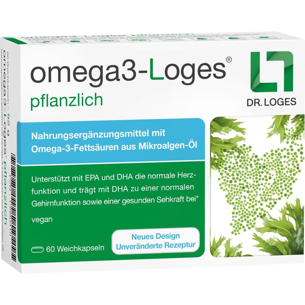 Die Packung zeigt pflanzliche Omega-3-Kapseln mit Mikroalgen-&Ouml;l.