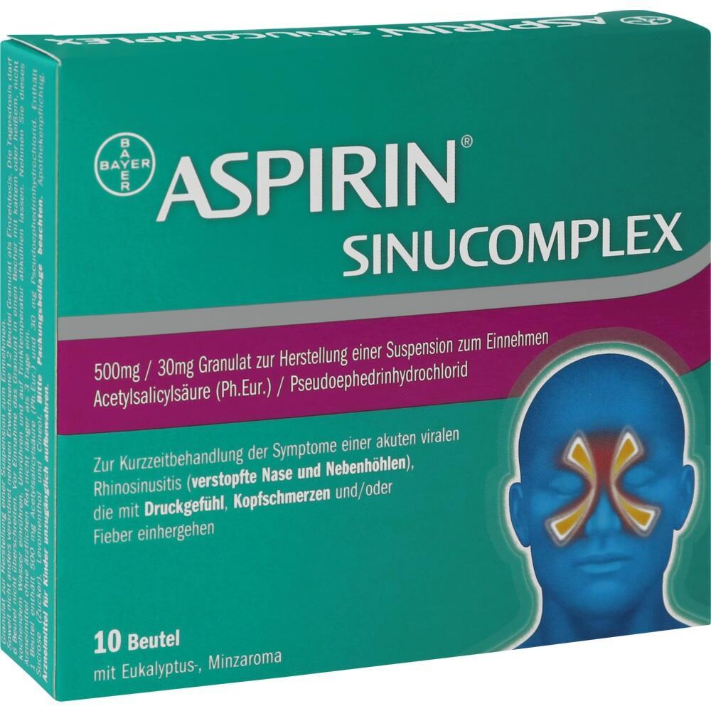 Verpackung einer Aspirin Sinusmedikation zur Linderung von Erk&auml;ltungssymptomen.
