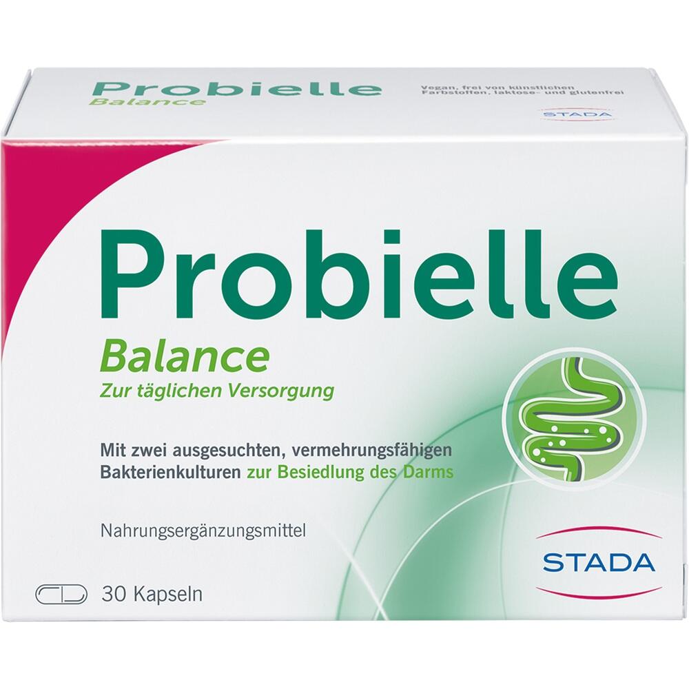 Verpackung von Probiotika-Kapseln zur Unterst&uuml;tzung der Darmgesundheit.