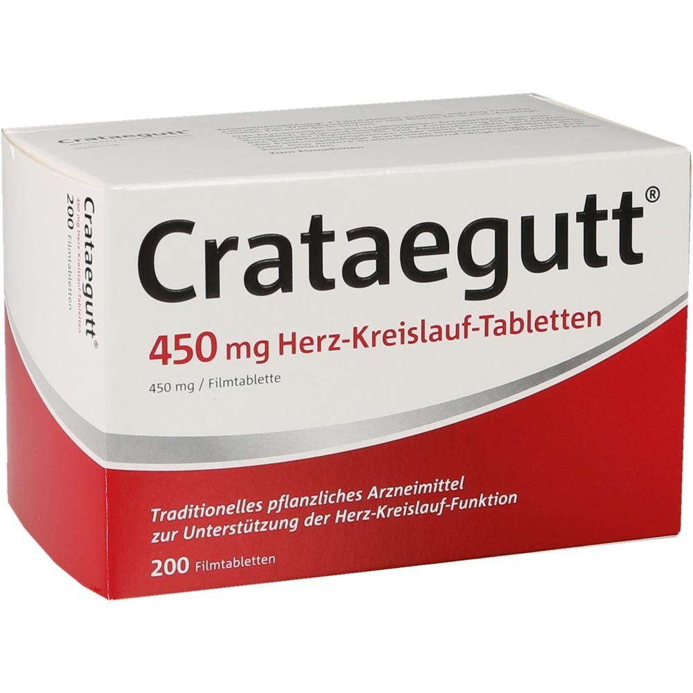 Eine Verpackung mit Herz-Kreislauf-Tabletten namens Crataegutt.