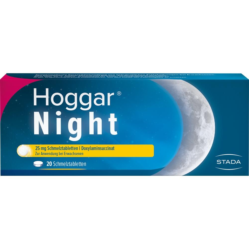 Verpackung von Hoggar Night Schmelztabletten gegen Schlafst&ouml;rungen.