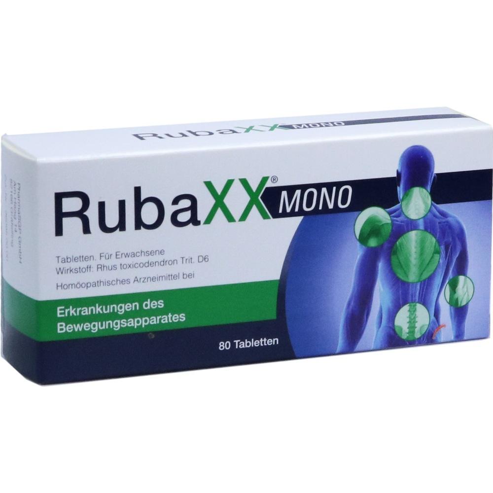 Packung von RubaXX Mono Tabletten gegen Bewegungsprobleme.