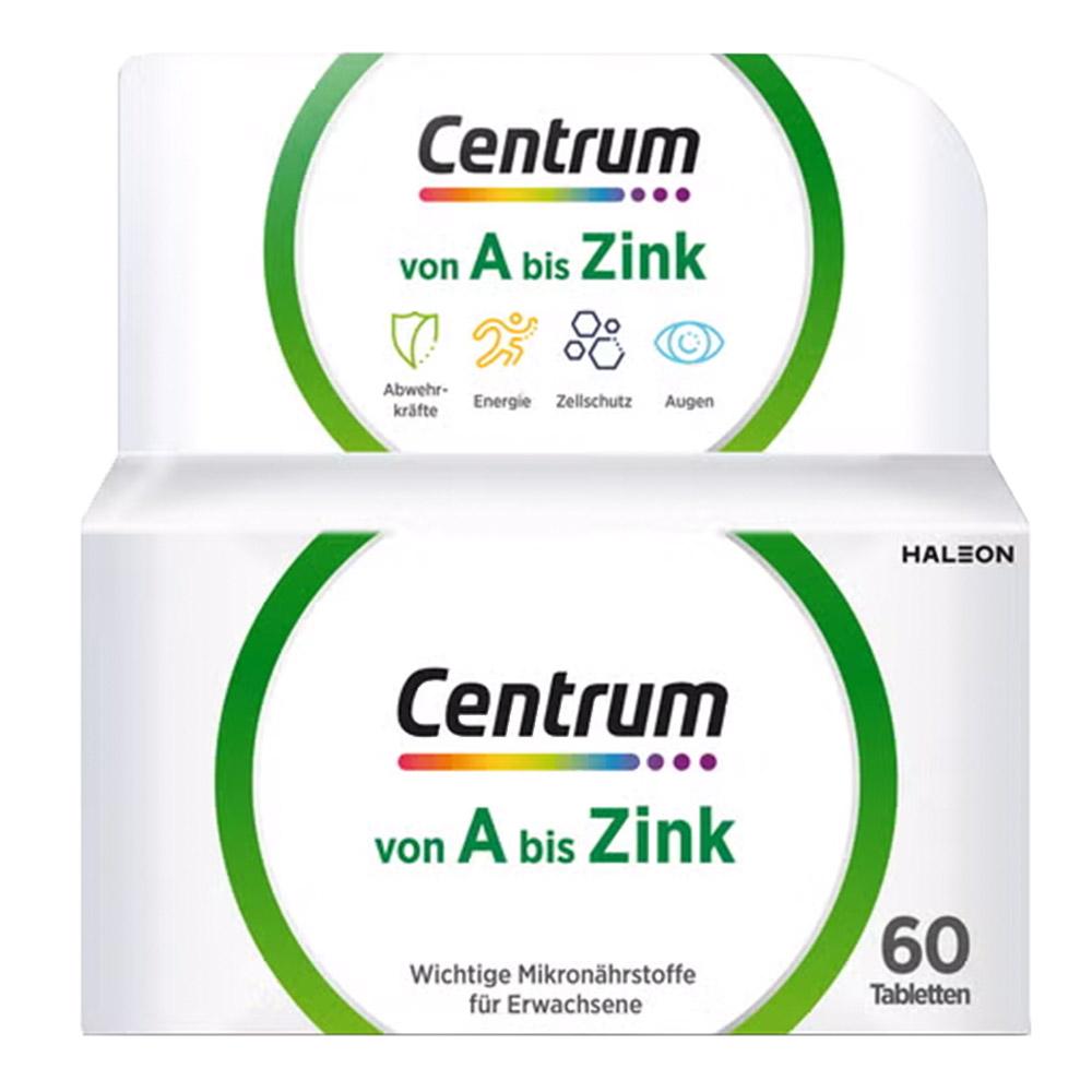 Eine Packung Centrum-Vitamine mit 60 Tabletten f&uuml;r Erwachsene.