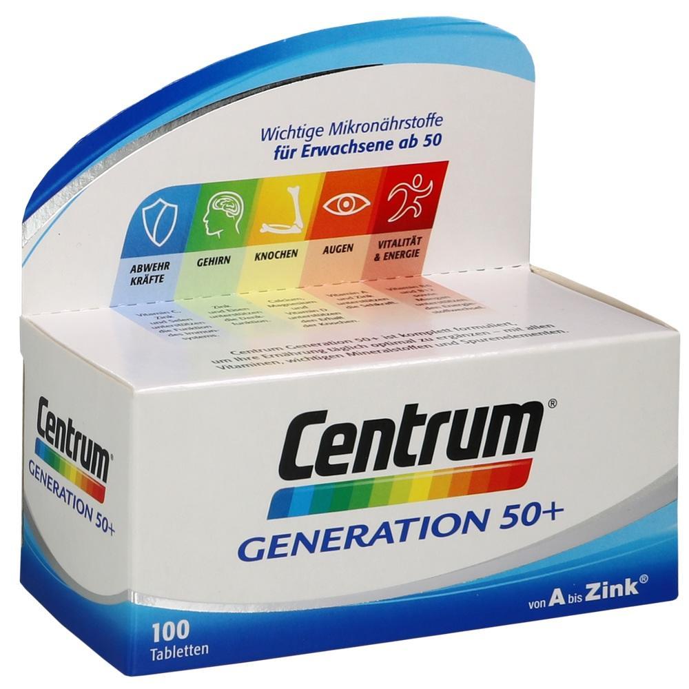 Eine Packung "Centrum Generation 50+" Vitamine f&uuml;r Erwachsene ab 50.