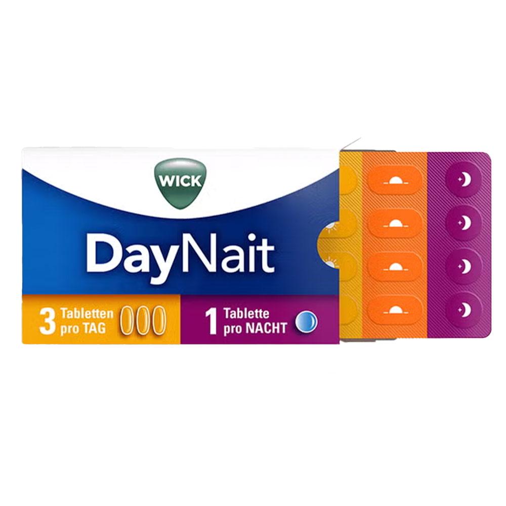 Eine Packung Medikamente namens DayNait mit Tabletten f&uuml;r Tag und Nacht.