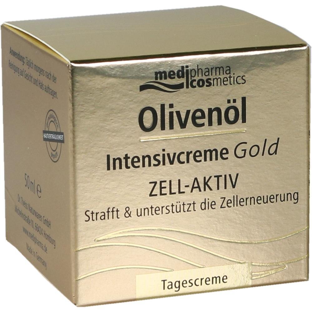 Goldene Creme-Verpackung mit Oliven&ouml;l und zellaktivierenden Eigenschaften.