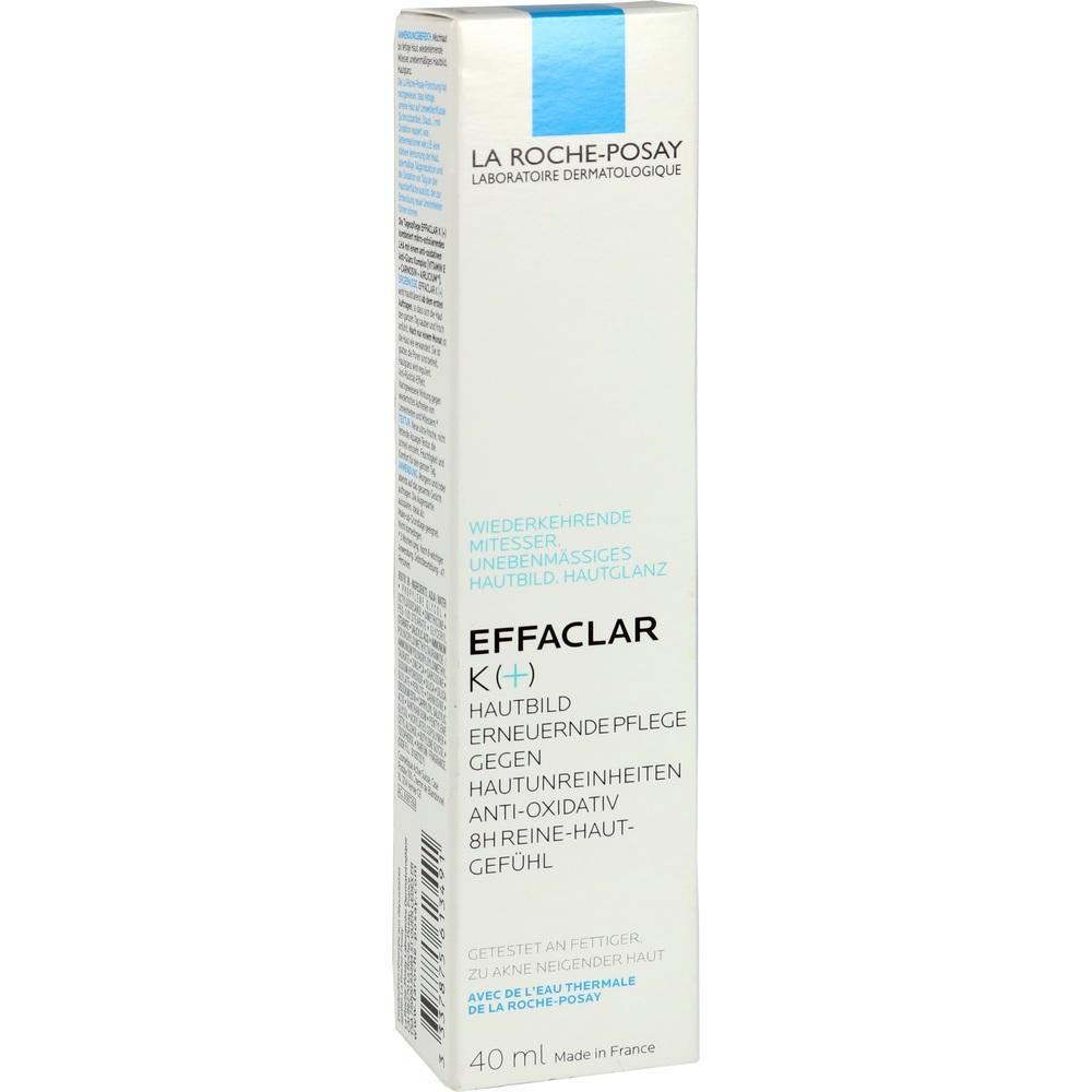 Eine wei&szlig;e Verpackung mit der Aufschrift "Effaclar K(+)" von La Roche-Posay.