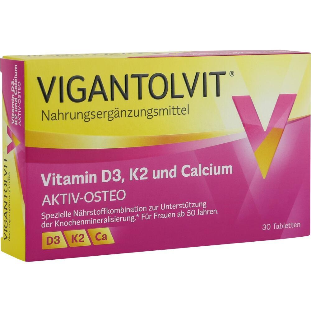 Gelbe und pinke Verpackung von Vitaminen mit Kalzium f&uuml;r Frauen ab 50 Jahren.