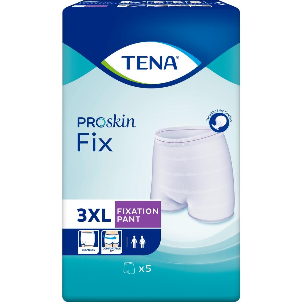 Eine Packung TENA ProSkin Fix in Gr&ouml;&szlig;e 3XL f&uuml;r Fixierungshosen.