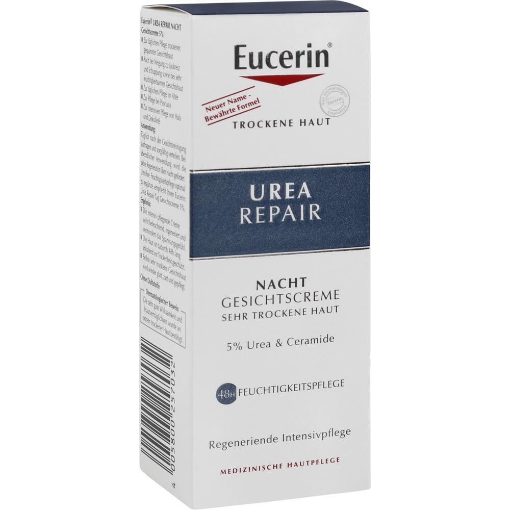 Verpackung einer Urea Repair Nacht-Gesichtscreme f&uuml;r sehr trockene Haut von Eucerin.