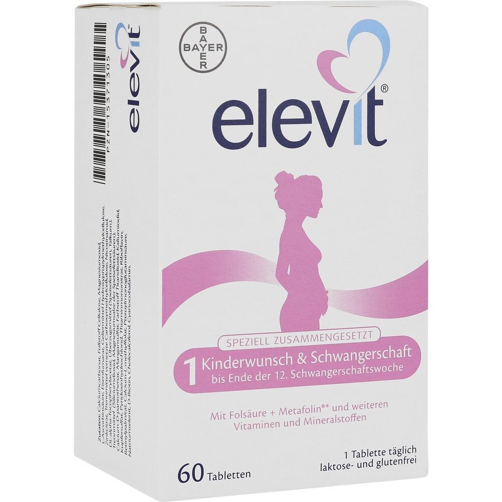 Verpackung von Elevit, einem Vitaminpr&auml;parat f&uuml;r Kinderwunsch und Schwangerschaft.