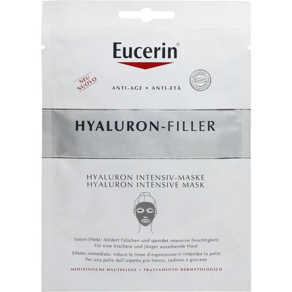 Eine Packung Eucerin Hyaluron-Filler Gesichtsmaske f&uuml;r Anti-Aging.