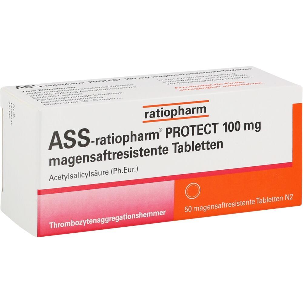 Verpackung von magensaftresistenten Tabletten, 100 mg, der Marke ratiopharm.