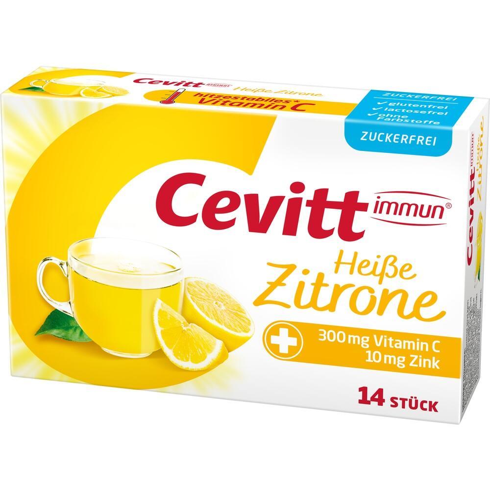 Eine Packung mit hei&szlig;em Zitronengetr&auml;nk und Vitamin C.