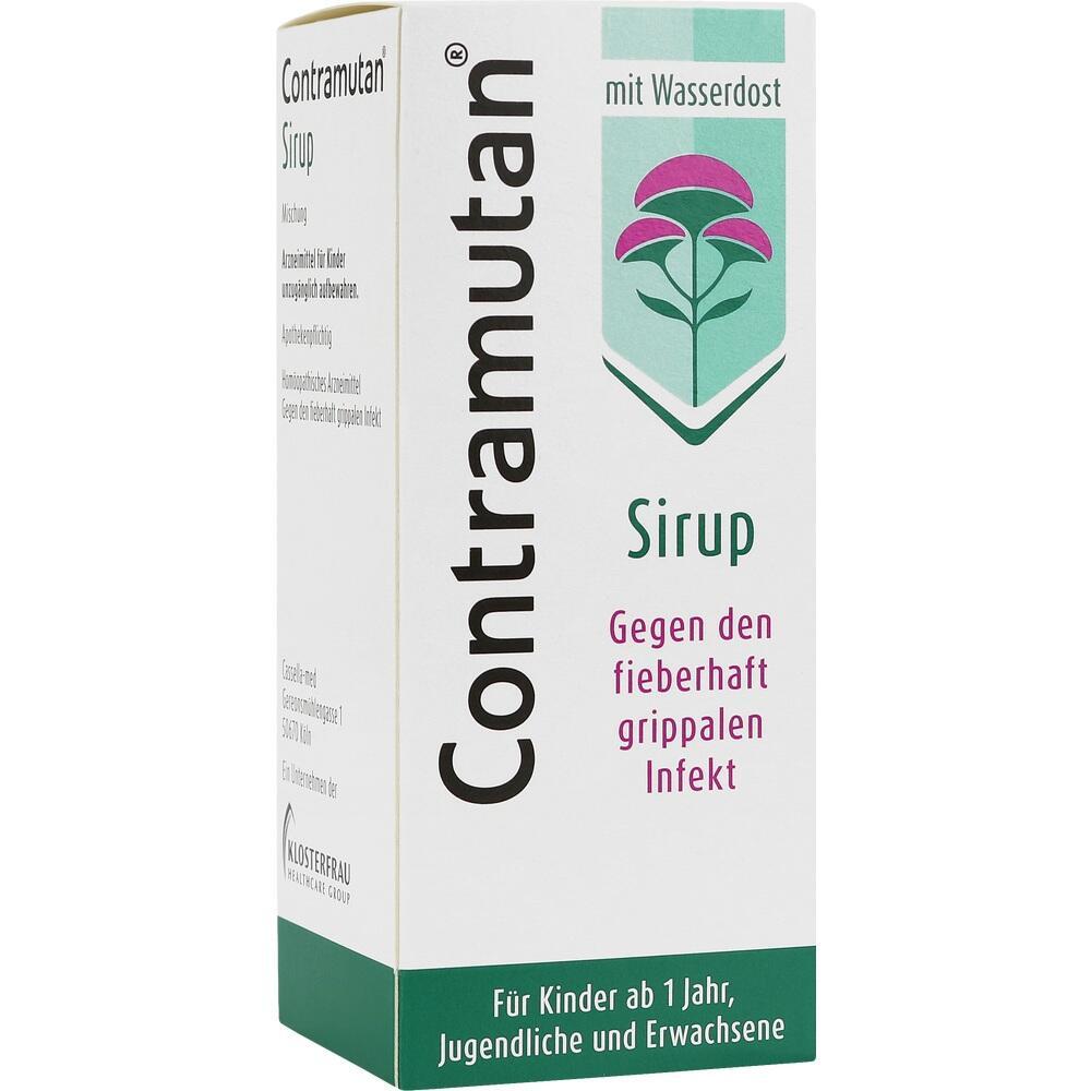 Wei&szlig;e Verpackung eines Sirups gegen grippale Infekte, geeignet f&uuml;r Kinder und Erwachsene.