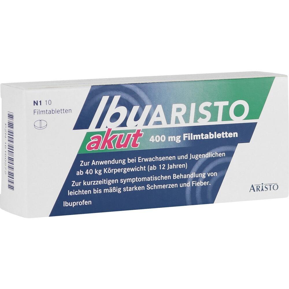 Packung von schmerzstillenden Tabletten mit der Aufschrift "IbuARISTO akut 400 mg".