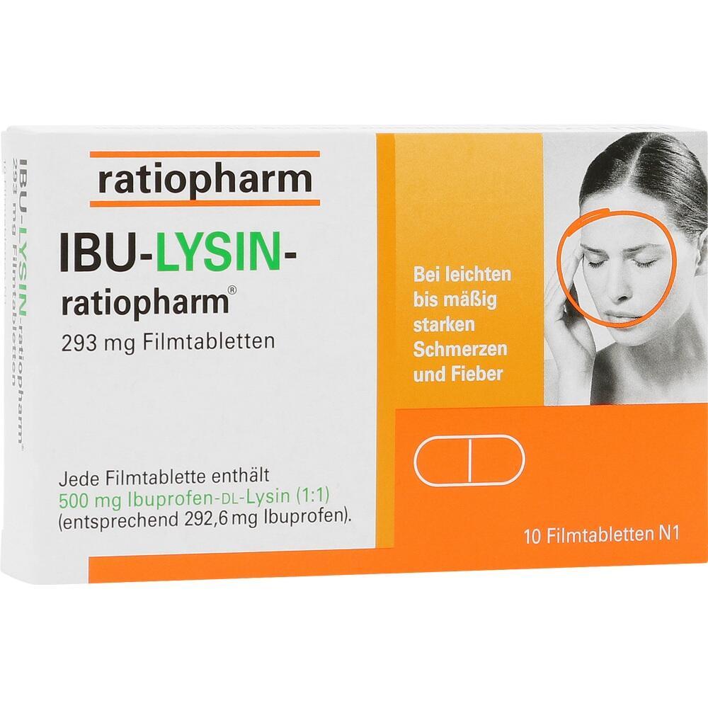 IBU-LYSIN-Filmtabletten von Ratiopharm gegen leichte bis m&auml;&szlig;ige Schmerzen und Fieber.