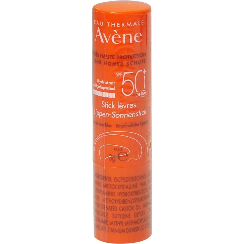 Ein orangefarbener Lippenpflegestift mit Sonnenschutzfaktor 50+ von Av&egrave;ne.
