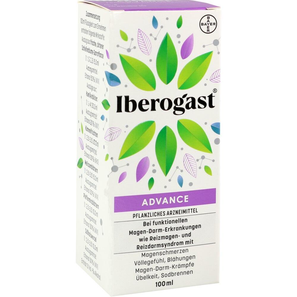 Verpackung von Iberogast Advance, einem pflanzlichen Magen-Darm-Arzneimittel.