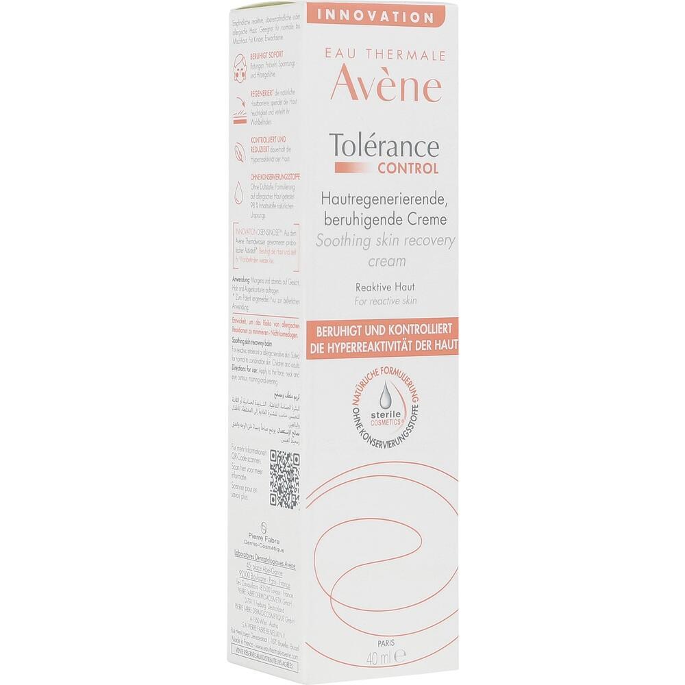 Wei&szlig;e Spr&uuml;hflasche von Av&egrave;ne mit der Aufschrift "Tol&eacute;rance Control, beruhigende Creme".