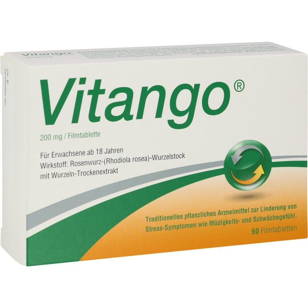 Eine Packung Vitango-Tabletten gegen Stress und M&uuml;digkeit.