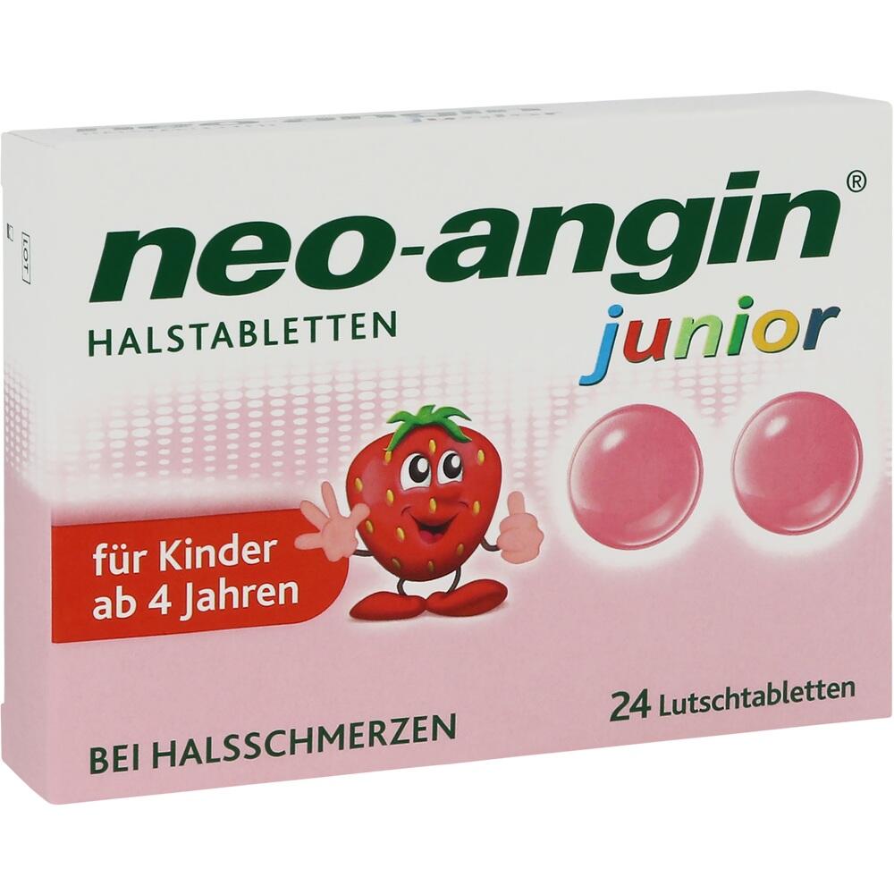 Eine Packung mit rosa Hals-Tabletten f&uuml;r Kinder ab 4 Jahren bei Halsschmerzen.