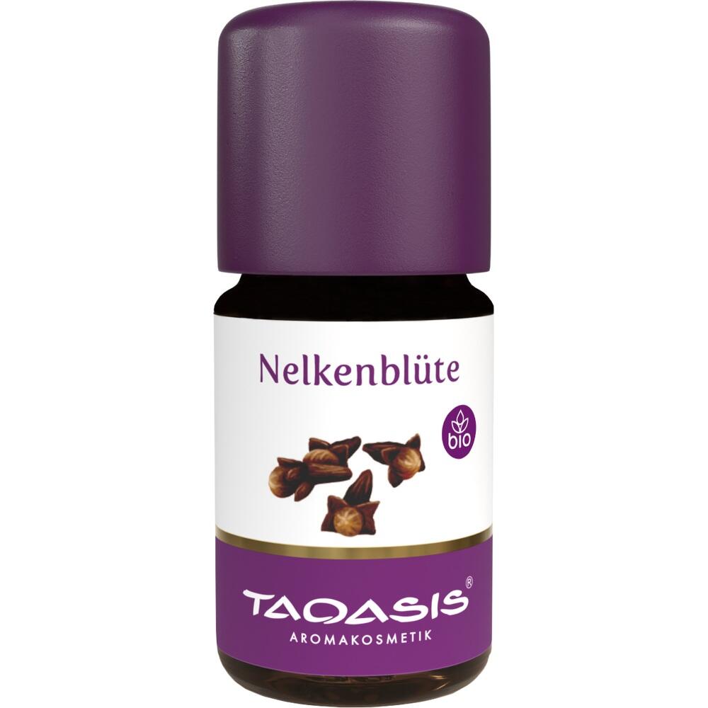 Flasche mit Nelkenbl&uuml;ten-Aroma&ouml;l und violettem Deckel.