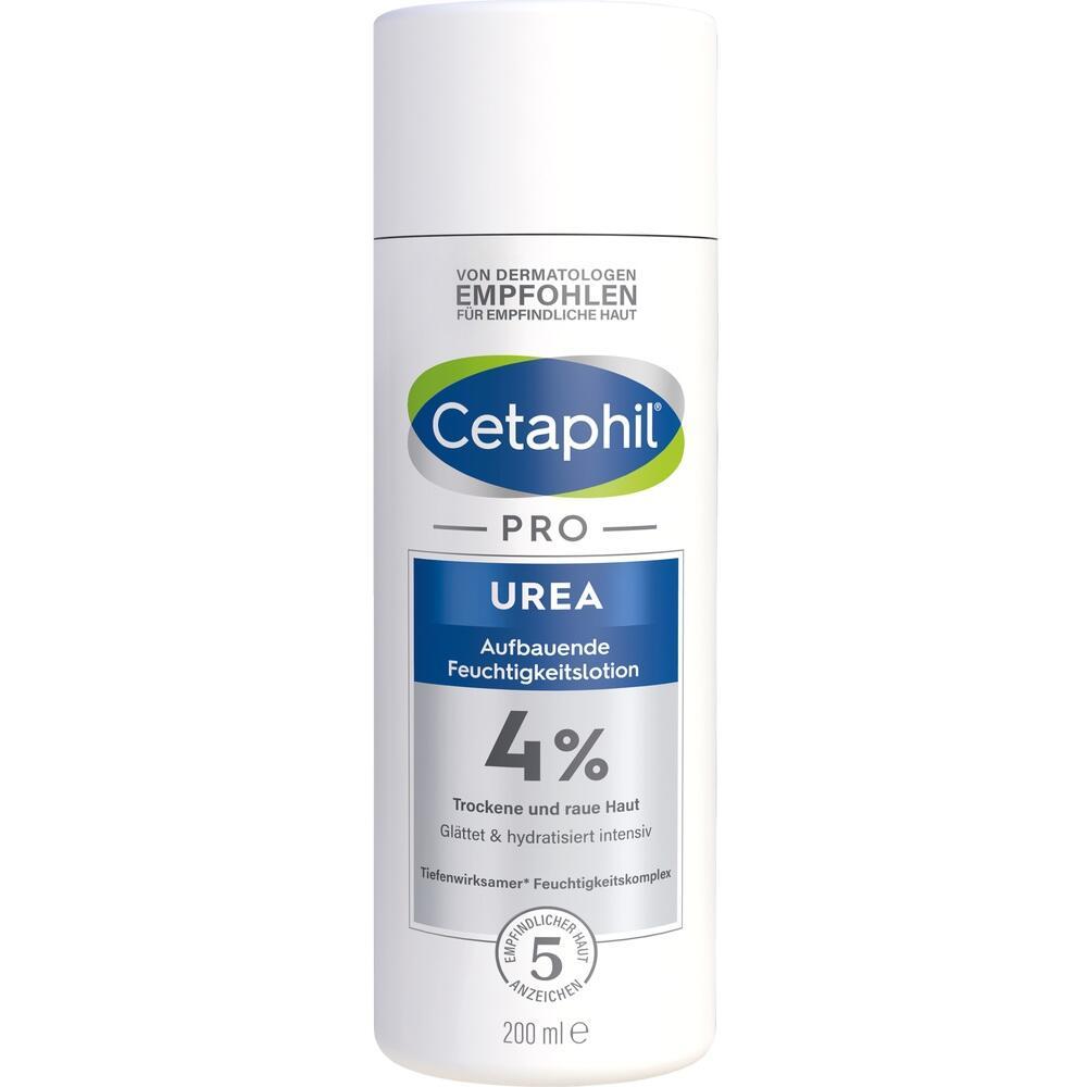 Eine Flasche Cetaphil Pro Urea Feuchtigkeitslotion f&uuml;r trockene Haut.