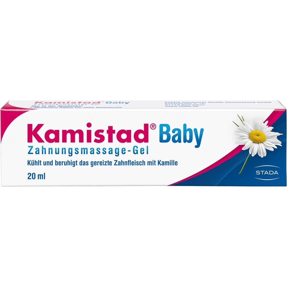 Eine Tube "Kamistad Baby" Gel zur Zahnfleischmassage f&uuml;r Babys mit Kamille.