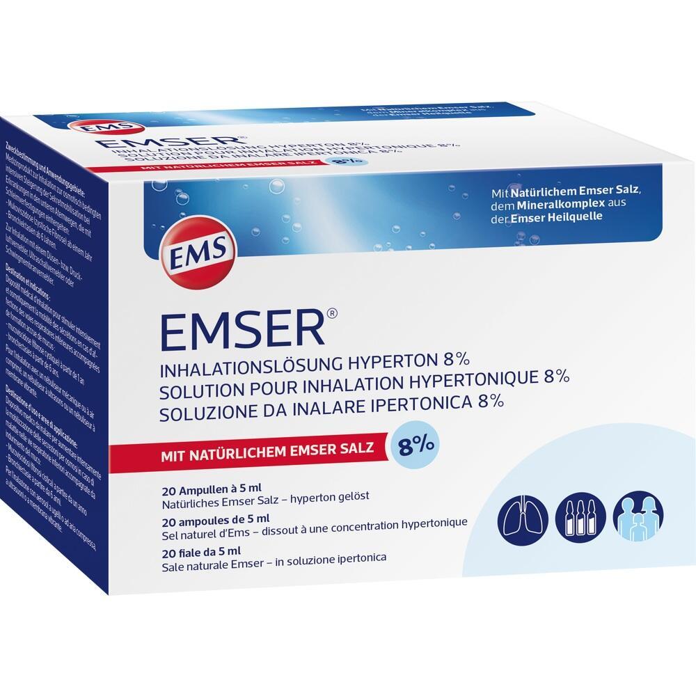 Verpackung der Emser Inhalationslösung mit 8% natürlichem Emser Salz.