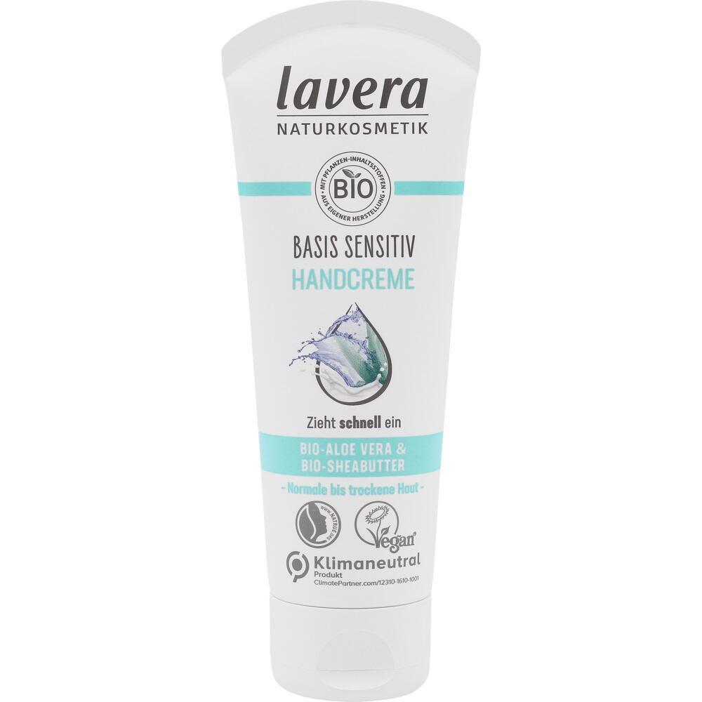 Wei&szlig;e Tube mit Lavera Handcreme f&uuml;r sensible Haut.