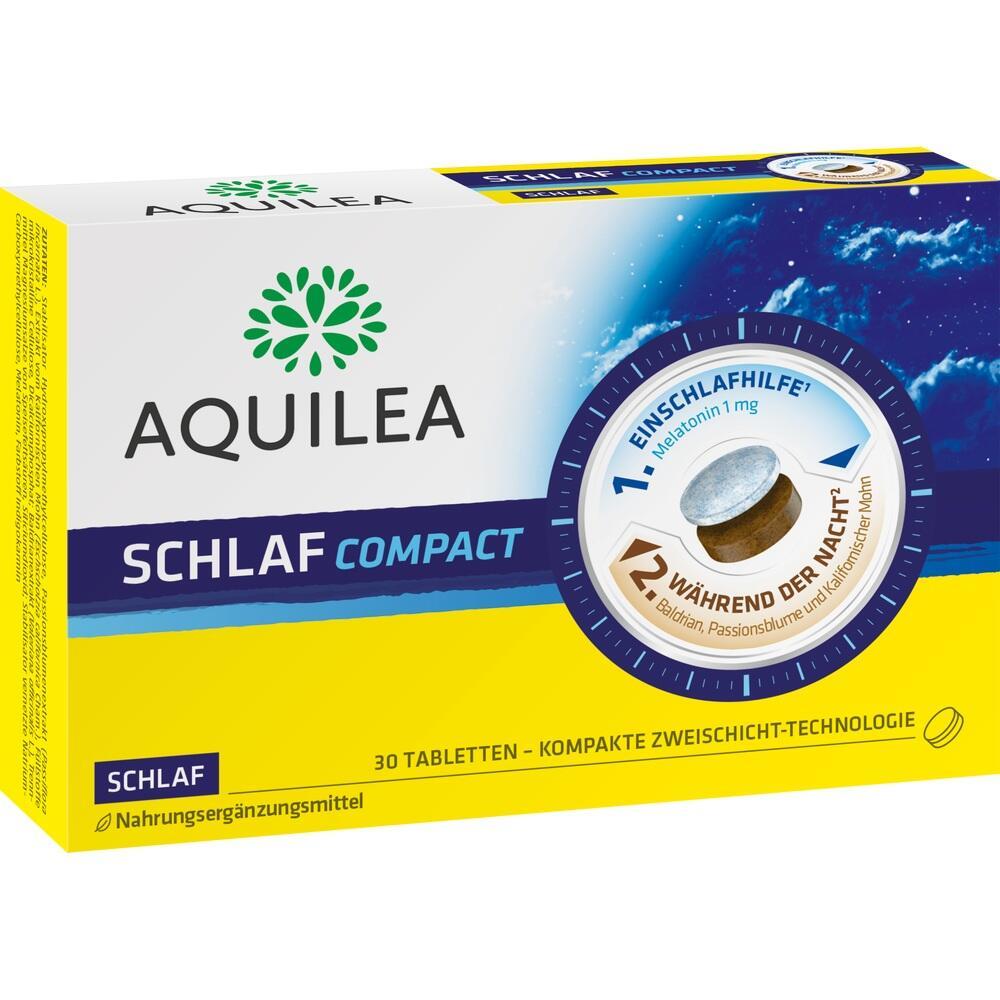 Verpackung von Aquilea Schlaf Compact mit Tabletten zur Unterstützung des Schlafs.