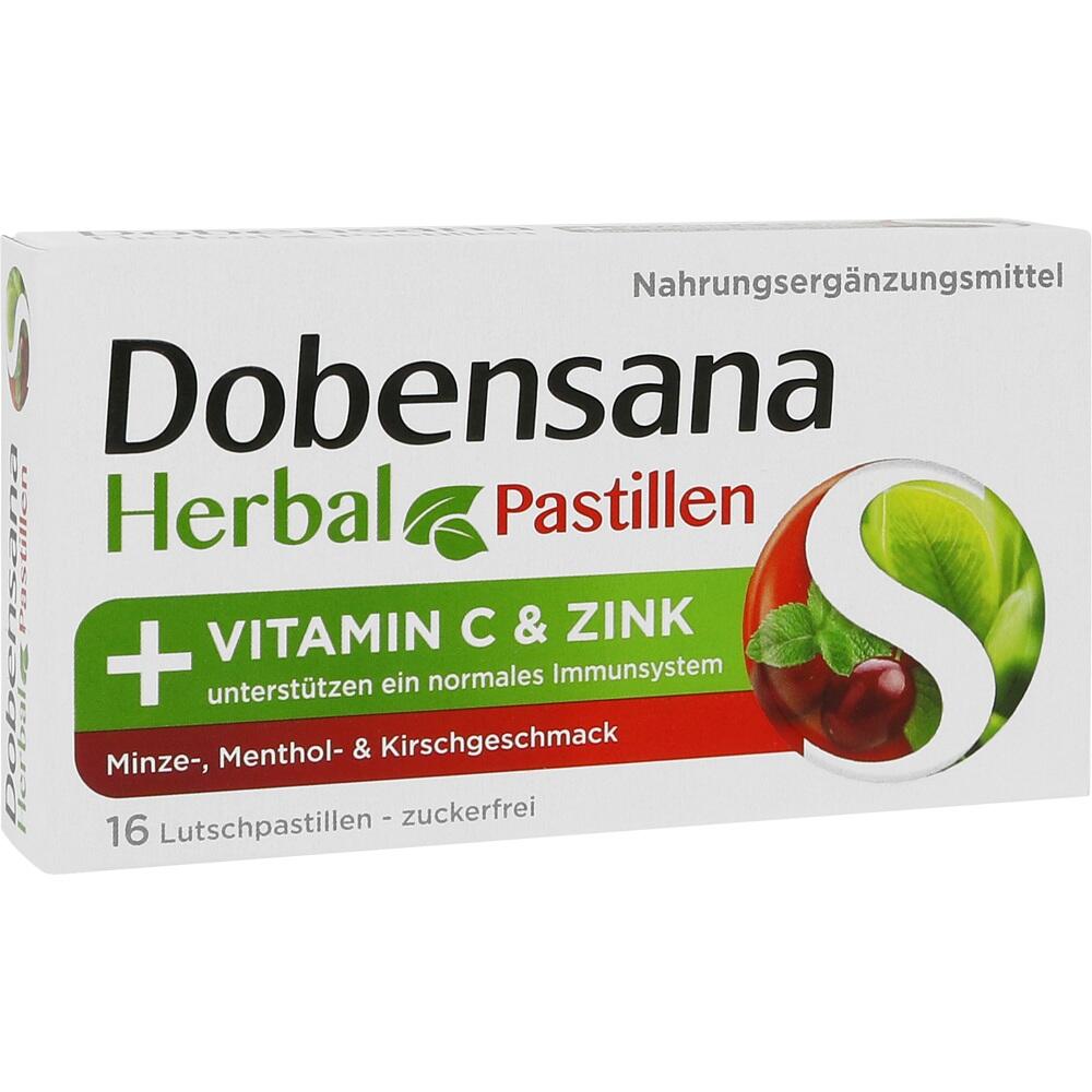 Weiße Verpackung von Dobensana Pastillen mit Vitamin C und Zink.