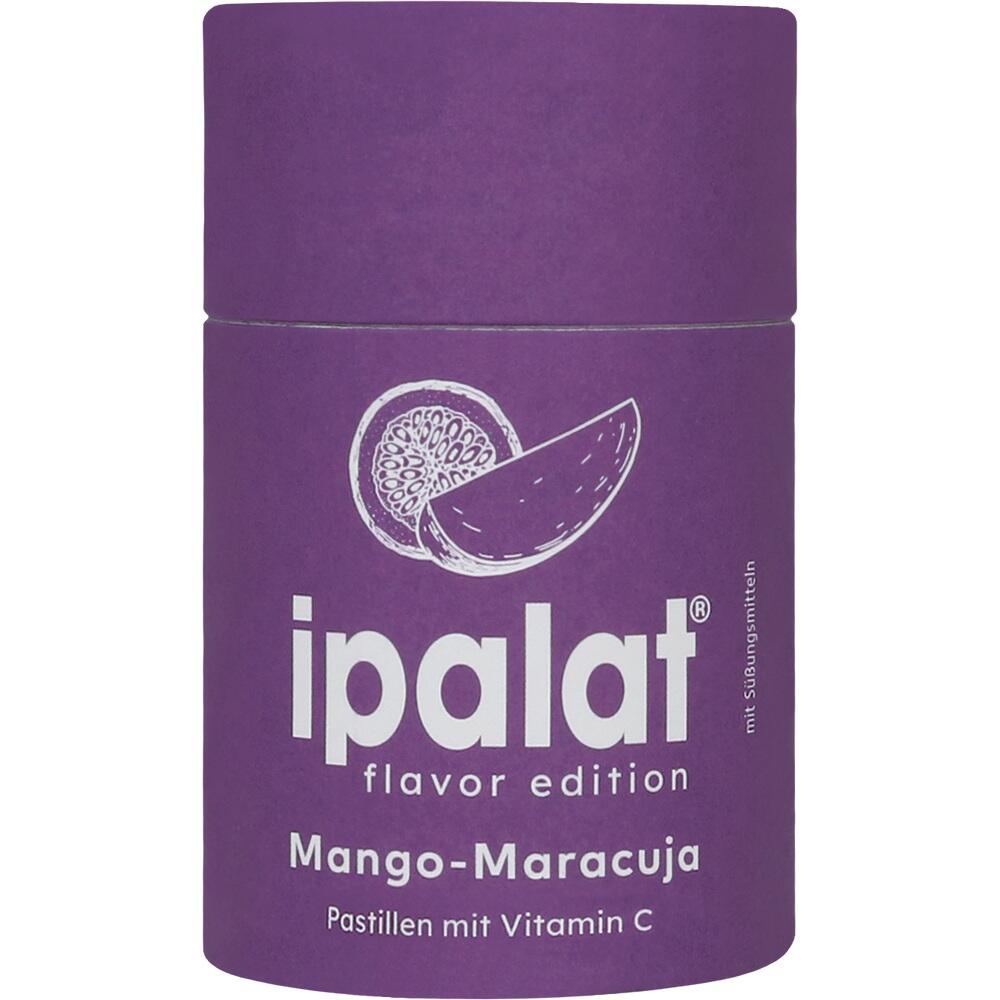 Lila Dose mit "ipalat" Mango-Maracuja Pastillen mit Vitamin C.