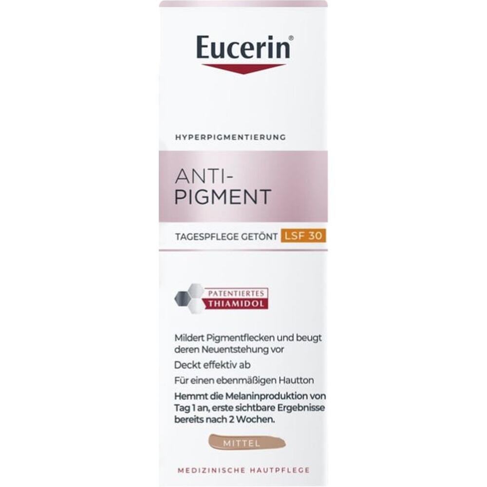 Eine Verpackung von Eucerin Anti-Pigment Tagespflege mit LSF 30.