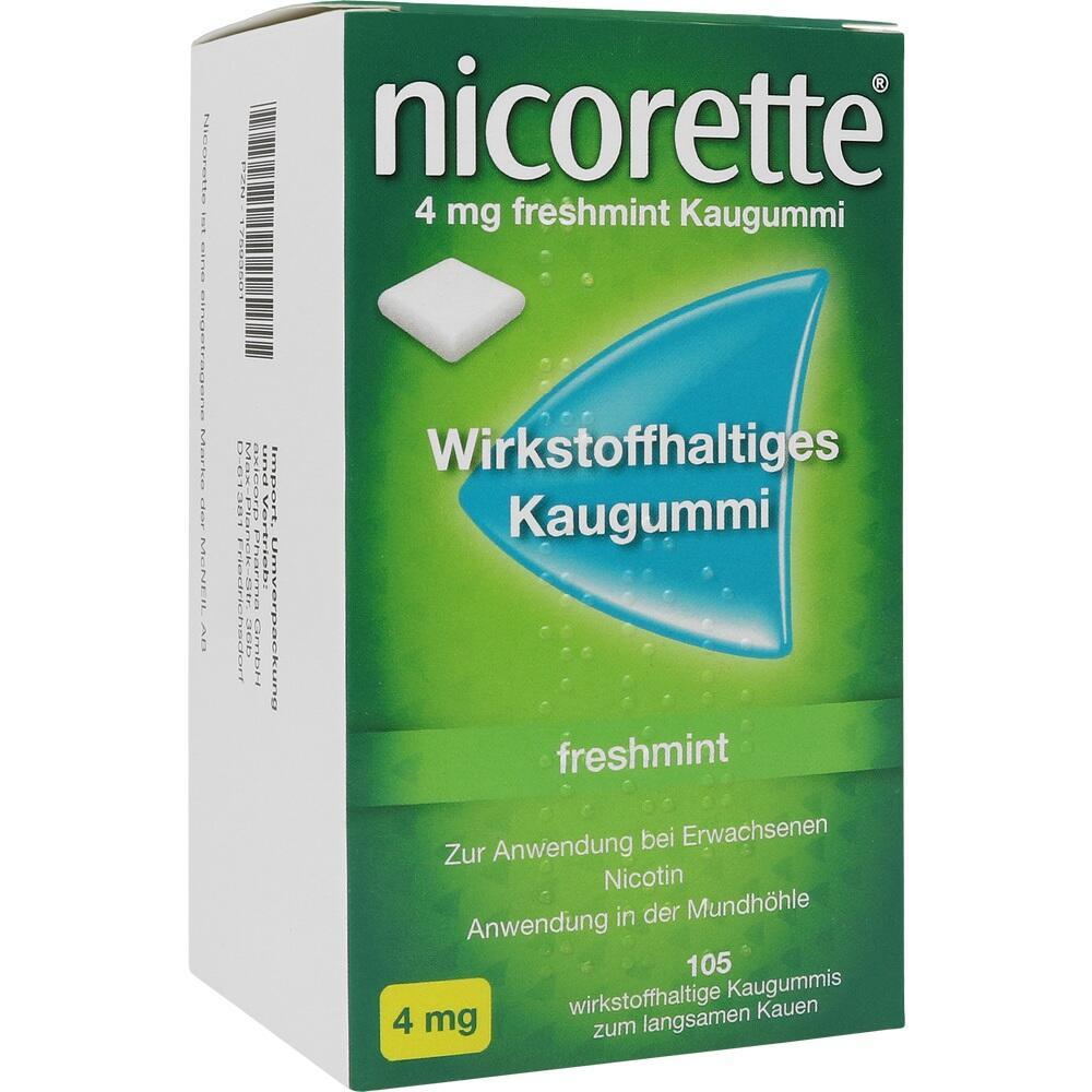 Packung Nikotinkaugummi mit 4 mg Freshmint-Geschmack.