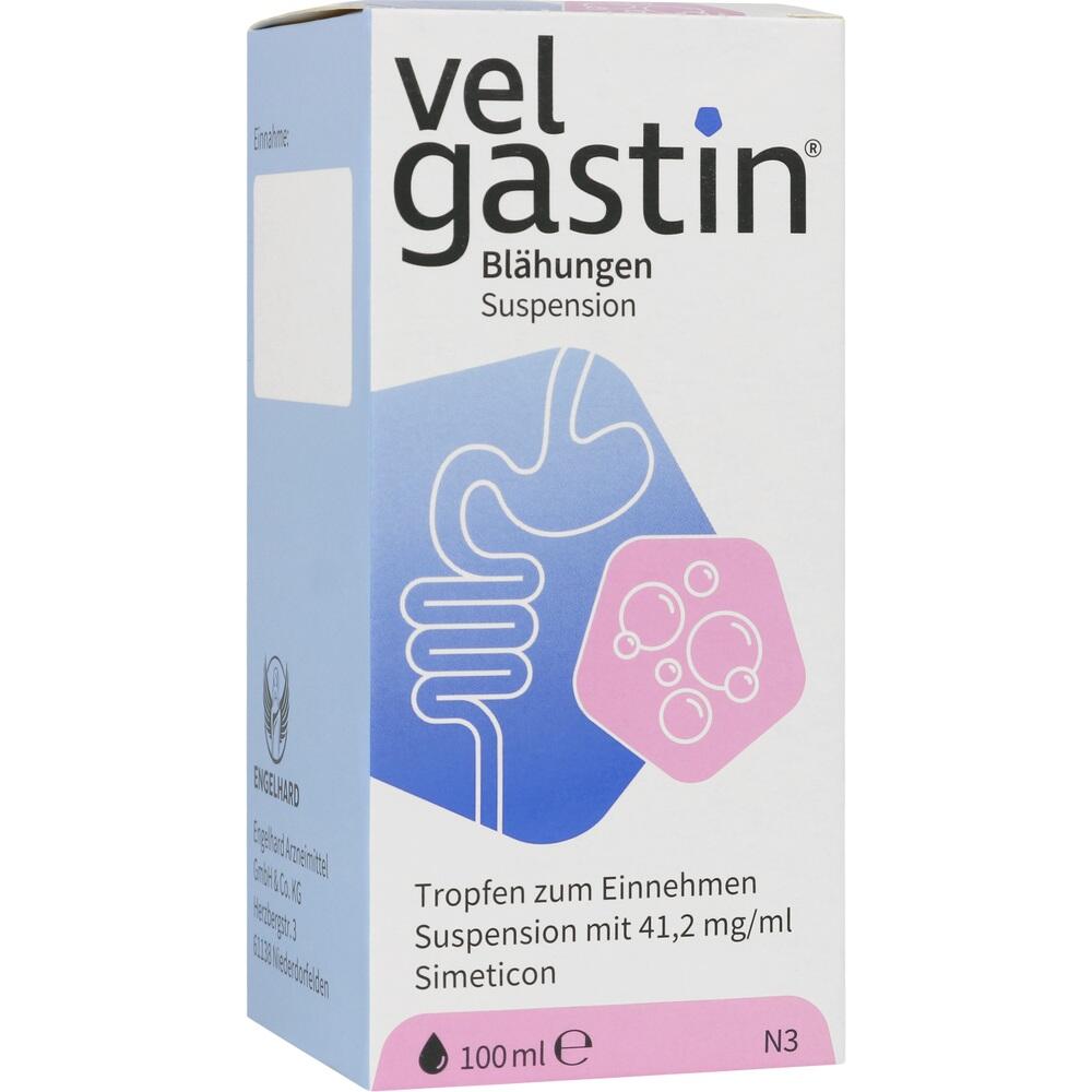 Verpackung von Medikament gegen Bl&auml;hungen mit 100 ml Inhalt.