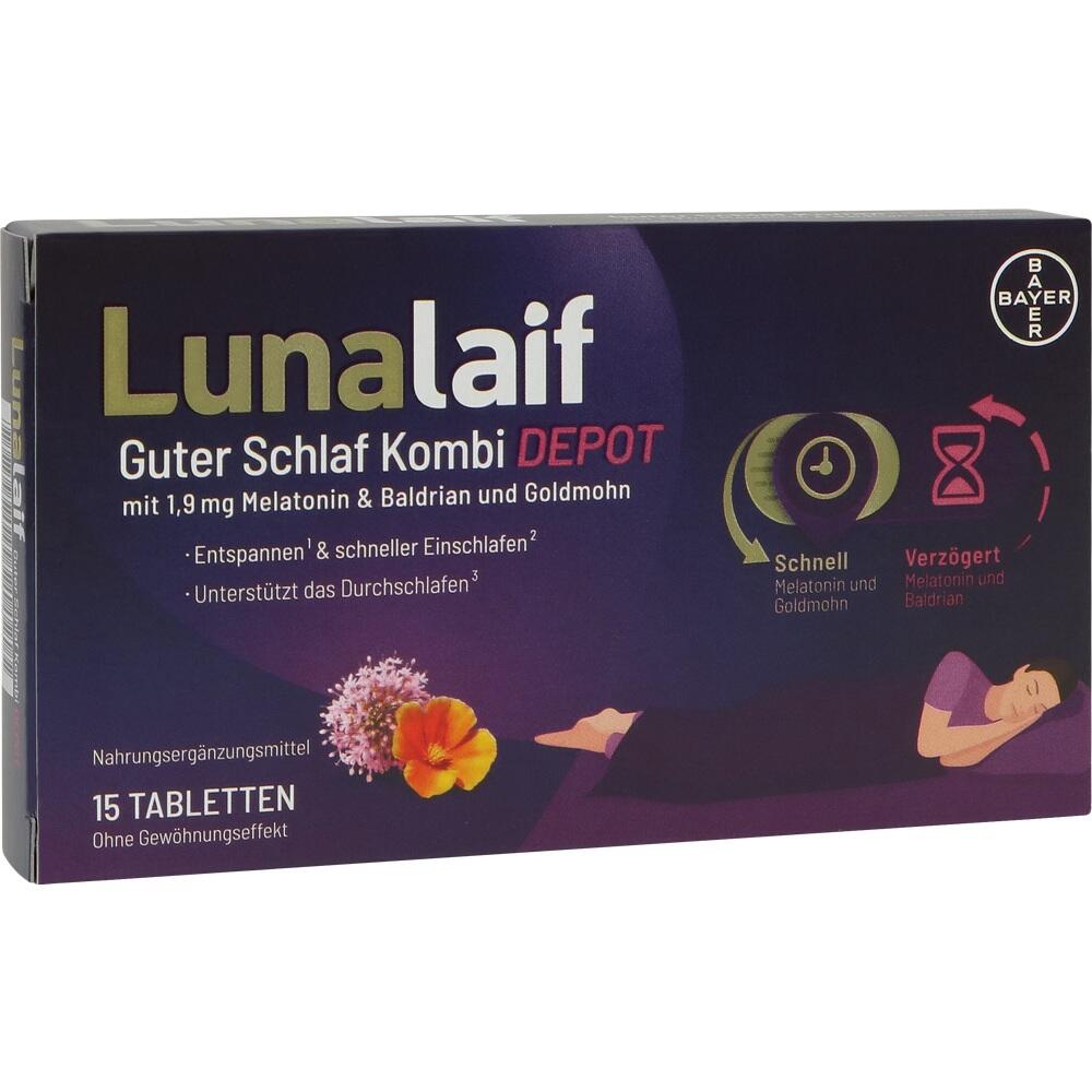 Verpackung einer Schlafmittelkombination mit 15 Tabletten zur F&ouml;rderung des Schlafs.