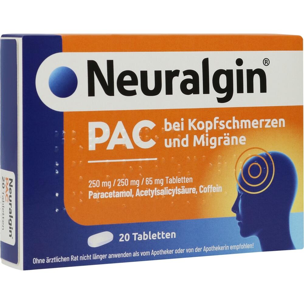 Verpackung von Neuralgin PAC Tabletten gegen Kopfschmerzen und Migr&auml;ne.