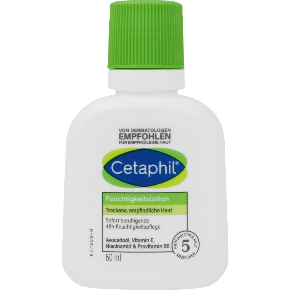 Eine kleine Flasche Cetaphil Feuchtigkeitslotion mit gr&uuml;nem Deckel.