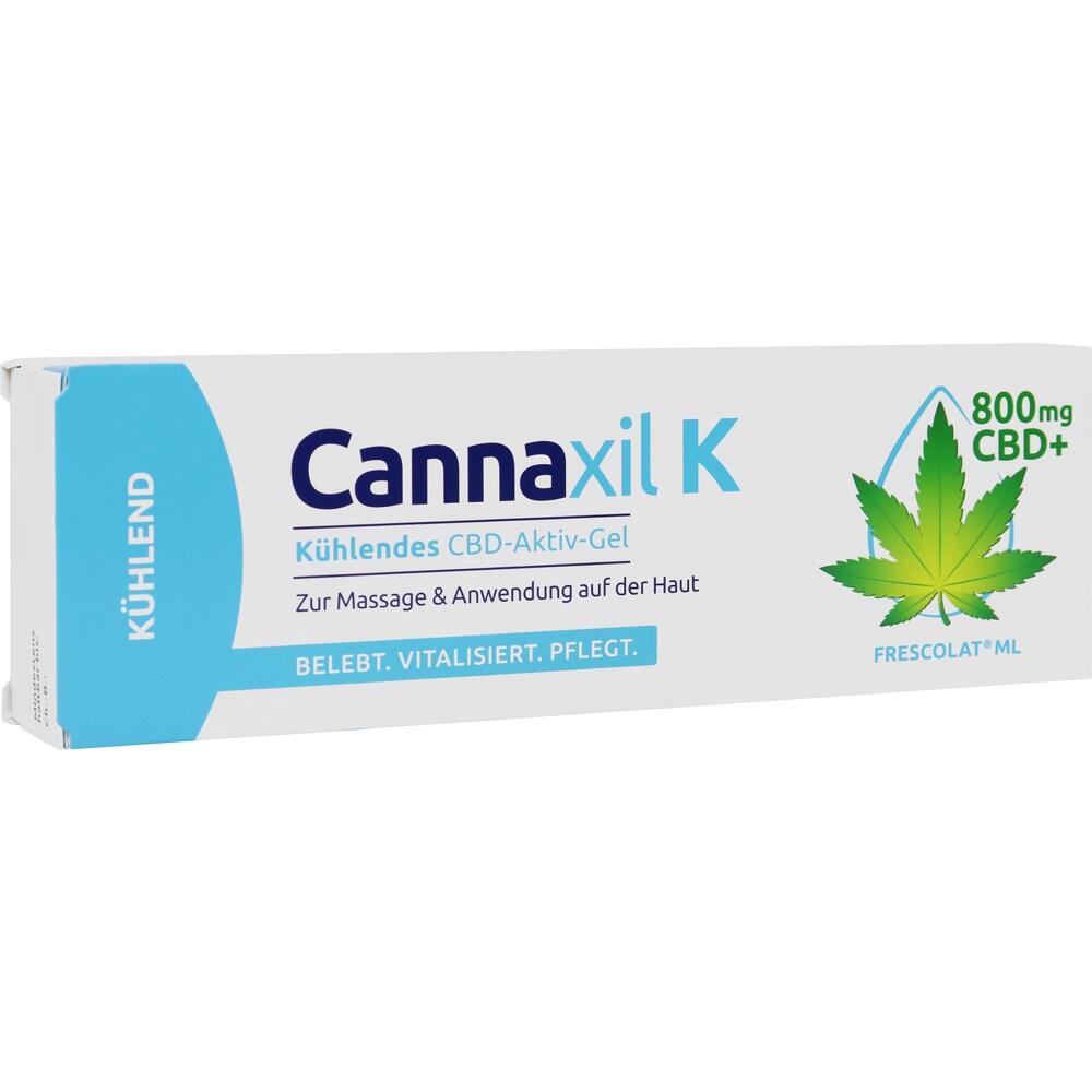 Wei&szlig;e Schachtel mit CBD-Gel und gr&uuml;nem Hanfblatt drauf.